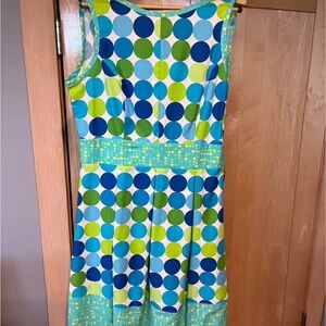 Mom & me Sleeveless Polka Dot Summer Dress in Blue, Green & White